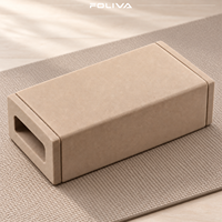 Blok Yoga dengan logo, Kayu Solid, Bata Yoga Kayu, Permukaan Anti Selip untuk Pilates, Peregangan, Latihan Keseimbangan, Studio Rumah