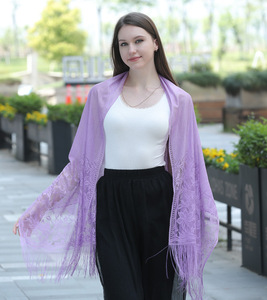 Chất Lượng Cao Dài Rìa Khăn Choàng Khăn Lưới Ren Thiết Kế Phụ Nữ Kết Thúc Tốt Đẹp Đồng Bằng Màu Dệt Kim Lụa Phong Cách Dân Tộc Khăn Choàng - Product Image 6