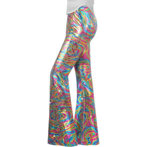 OEM/ODM <strong>Sequin</strong> Flare Pants Elastic Waist High Waisted Eco-Friendly Party Disco Clubwear Women Rainbow Bell Bottoms <strong>Leggings</strong> - Product Image 1