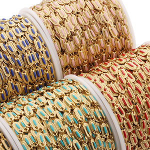 Cadena de eslabones ovalados de acero inoxidable chapado en oro de 18k estilo cubano para fabricación de pulseras, cadena de arroz a granel H1514 - Product Image 3