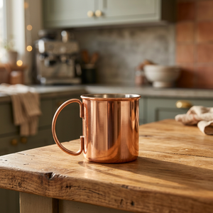 Copper <b>Mug</b> with Matte Black Finish Modern Luxury Design Double Wall Eco-Friendly <b>Large</b> Capacity Includes Coaster - Product Image 1