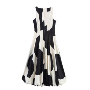 Vestido Largo Informal de Verano para Mujer, Tejido Natural Transpirable, Cuello Redondo, Sin Mangas, Beige y Negro, Servicio OEM, Gran Venta - Product Image 2