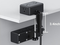 Multiprise de bureau robuste 13-en-1 haute capacité avec chargeur USB-C rapide 20W et prise de bureau dissimulée double couche pour le bureau