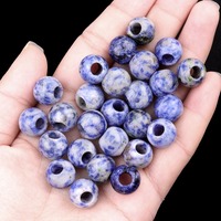 Perles en pierre naturelle 12 mm, trou large 5 mm, rondelles lisses en forme de baril, entretoises en pierres précieuses pour colliers, boucles d'oreilles, bracelets et bijoux