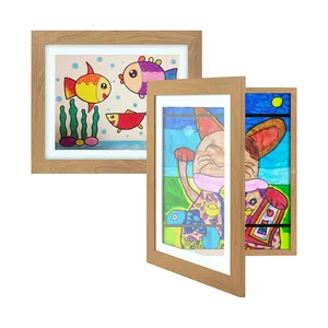 Kids Art Frames Box For 10x12.5in Picture Horizontal Or Vertical Display Front Opening Wall Display for Artworks, Kids Drawings