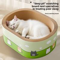 2-in-1 Moderner Wellpappe-Katzenkratzer und -Bett, Extra Groß, Robust, Langlebiges Nest, Kratzfeste und Verschleißbeständige Liegefläche