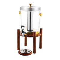 Dispensador de Agua Transparente de Gran Capacidad con Base de Madera para Fiestas, Cafeterías y Autoservicio