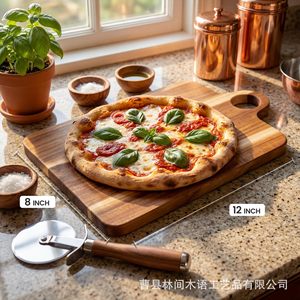 Acacia <b>Wood</b> Cutting Board Rectangle With Handle Kitchen Chopping <b>Block</b> For Hotel Meals Coffee Tea - Product Image 2