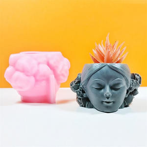 YS <span class=keywords><strong>Pelo</strong></span> <span class=keywords><strong>Corto</strong></span> chica silicona maceta moldes planta maceta hogar jardín decoraciones molde <span class=keywords><strong>de</strong></span> fundición DIY hormigón maceta fabricación - Product Image 4