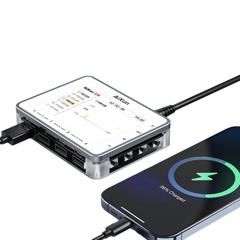 8-портовая зарядная станция Aixun PF26: 65 Вт Макс, PPS/PD/QC, дисплей IPS, автоматический режим сна, дистанционный мониторинг ПК