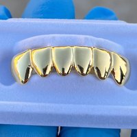 Grillz Premade de Tapa Sencilla para Hombre al Por Mayor, Fácil de Ajustar, Forma Irregular Ajustable, Económicos, Bañados en Oro de 18K y Plata