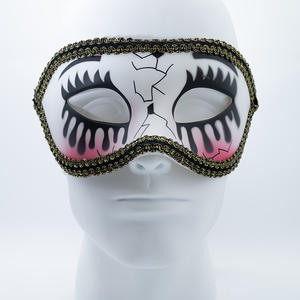 Hongliang Bloody Halloween Masquerade Mask Pintado a mano Crack Mask con Lash Venice Hecho a mano Negro Rojo Día de los muertos Máscaras de ojos - Product Image 2
