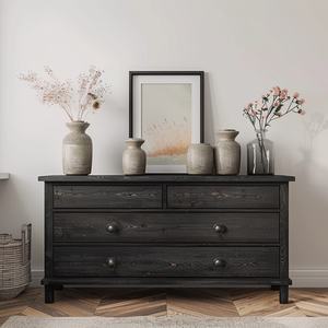 Meuble de salon de style classiquement moderne, armoire latérale en bois avec six tiroirs - Product Image 3