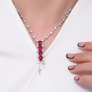 Collier en rubis de laboratoire 6 carats, toutes tendances, fournitures de fabrication de bijoux, vente en gros, bijoux en argent sterling avec pierres précieuses - Product Image 3