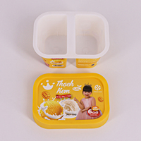 106G Mango-Ijs Yoghurtpuddingbeker Met Deksel Wegwerp Pp Plastic Afgeronde Rechthoek Gevormde Etiketbakbeker Met Deksel Met Deksel