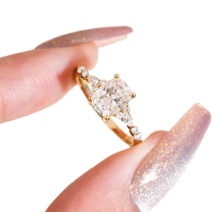 Bague de fiançailles et de mariage classique pour femme, en or massif 10K plaqué or, avec diamant taille marquise, style moderne Johari romantique, tendance - Product Image 1