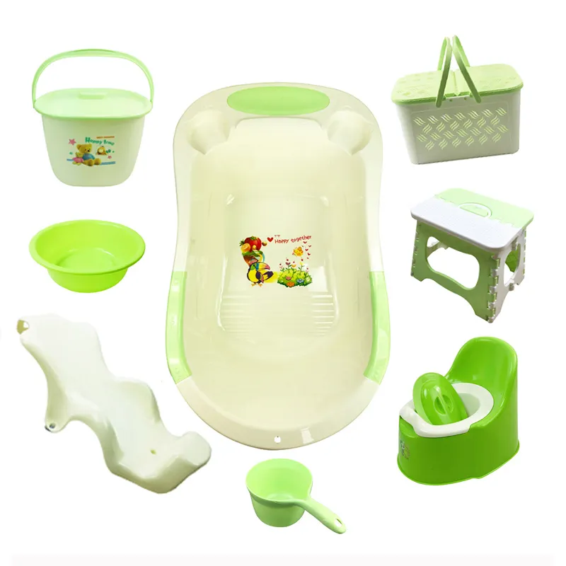 Yenidoğan banyo ürünleri hediye PP plastik çevre dostu ayı şekilli bebek için 8 adet bebek küveti Set