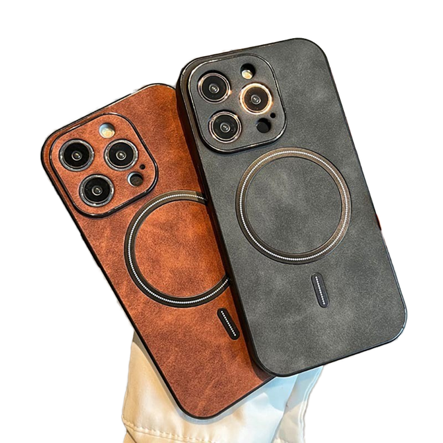 Retro PU Leather PC Magnetic Phone Case Smooth Cover Phone case for iphone XR XS 11 12 13 14 15 16 17 Pro Max Plus