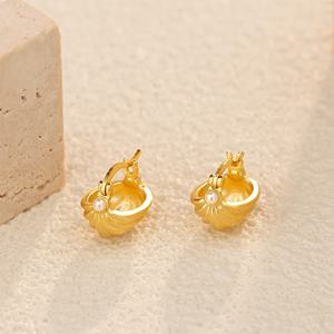 Nueva moda 925 plata esterlina delicada joyería fina 18K chapado en <span class=keywords><strong>oro</strong></span> forma <span class=keywords><strong>de</strong></span> barco perla pendientes <span class=keywords><strong>de</strong></span> aro Vintage para mujer - Product Image 6