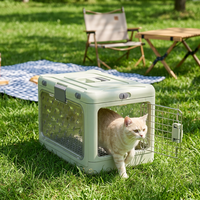 Cage de transport pour animaux de compagnie en plastique PP, légère et portable, avec panneau latéral transparent, pour voyages en voiture, pour chats et chiens, personnalisable OEM, directement de l'usine
