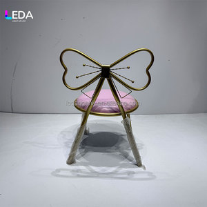 Silla Infantil LEDA con Respaldo de Metal Dorado, Cojín Rosa, Patas Cónicas, Muebles de Interior para Hotel, Diseño Contemporáneo - Product Image 2