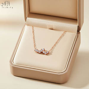 Collier pendentif en or rose 18 carats avec deux cœurs en diamant naturel, design exclusif et tendance 2026, bijoux fins pour femmes, cadeau d'anniversaire - Product Image 5