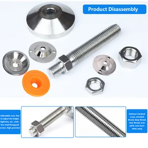 Heavy Duty Adjustable Machine Leg Leveling Feet High Load Capacity Stainless Steel M20 For Workbench With Rubber 80mm Base Metal