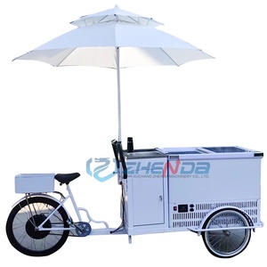 Food Trailer Factory Customized Modern <b>Three</b>-<b>wheel</b> Snack Cart with Freezer White Food Trailer - Product Image 1