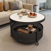 Italienischer Moderner Minimalistischer Steinplatten-Couchtisch für Kleine Wohnungen Wohnzimmer Zuhause Luxuriöser Cremefarbener Stil Neu Beweglich