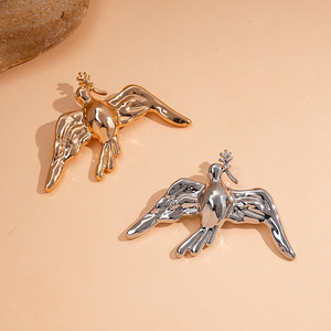Broche vintage de qualité supérieure en forme de colombe de la paix, en alliage plaqué or et argent, sculptée avec une branche d'olivier, résistante au ternissement, pour femme - Product Image 3