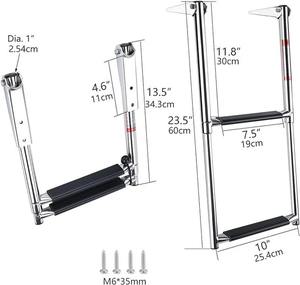 [USA auf Lager] Winibo 2-Stufen Edelstahl-Bootsleiter mit Rutschfesten Stufen Hochbelastbare Einstiegsleiter für Barsch-Angeln - Product Image 2