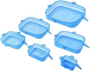 Lot de 6 couvercles extensibles en silicone de forme rectangulaire, pour bols, casseroles et poêles, pour la cuisine - Product Image 1