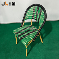 Chaise de bistrot française en aluminium, aspect bambou, rotin PE, empilable, pour café, bistrot, restaurant, extérieur, jardin