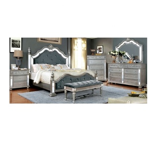 Juego de Muebles de Dormitorio Contemporáneo King-Size, Cama Suave de Madera Maciza con Espejo para Parejas, Uso Doméstico - Product Image 3