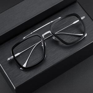 Jiojew Lunettes <span class=keywords><strong>de</strong></span> Vue Classiques Carrées pour Hommes, Monture Optique Ultra <span class=keywords><strong>L</strong></span>égère en Titane Pur Style Iron Man <span class=keywords><strong>de</strong></span> Haute Qualité - Product Image 4