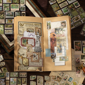 2 autocollants par paquet, thème de timbres vintage de <span class=keywords><strong>la</strong></span> <span class=keywords><strong>collection</strong></span> Sunset Post Office, matériel de décoration pour carnet - Product Image 4