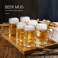 Chope à bière en verre épais 400 ml avec poignée, grande capacité, compatible lave-vaisselle et micro-ondes, usage commercial pour bars/KTV, impression de logo