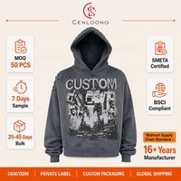 Sweat-shirt à capuche personnalisé Cenloong avec broderie graphique, 500 GSM, en coton French Terry surdimensionné, pour homme