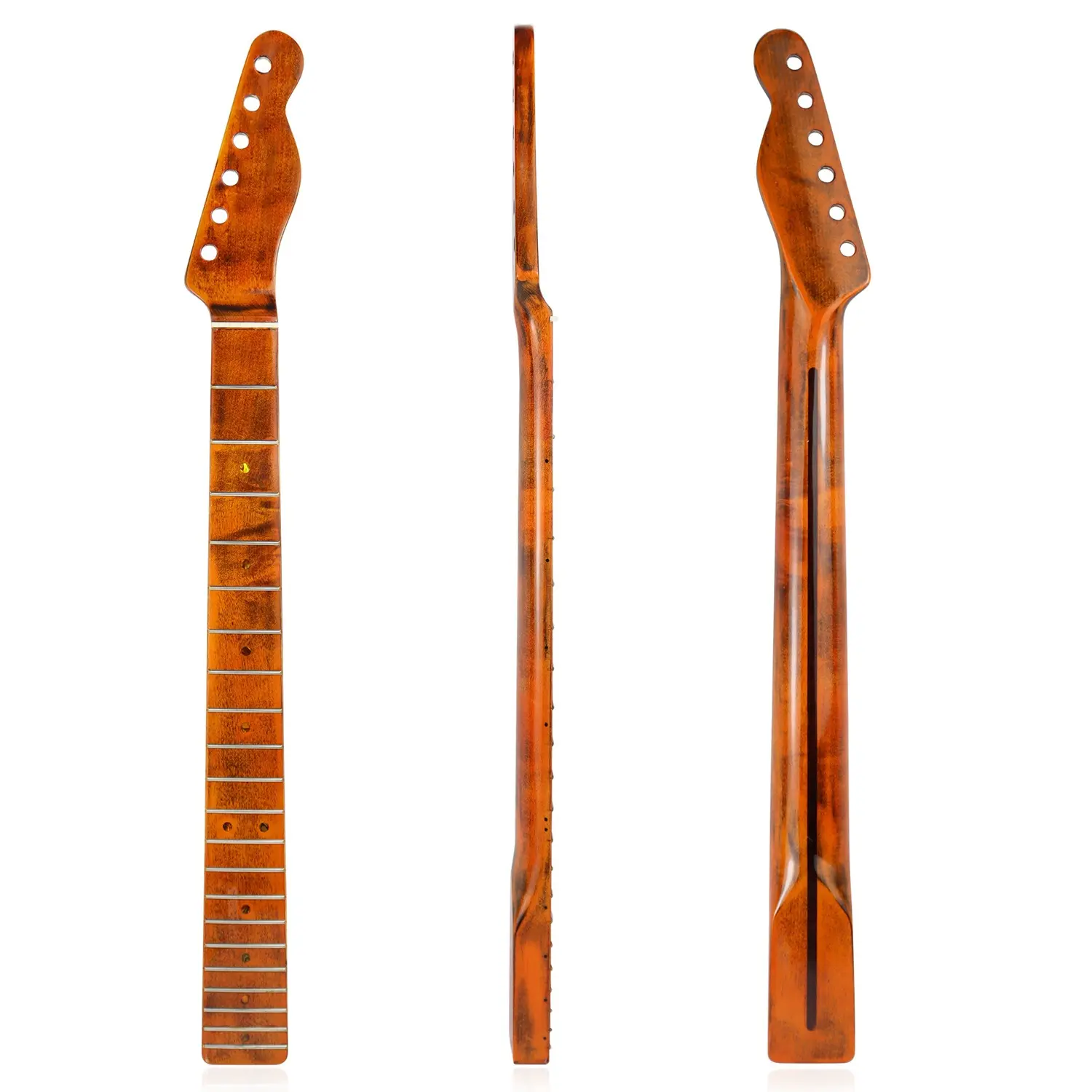 Großhandel 21 Bund geröstete E-Gitarren-Teile Canadian Maple Flame TL Gitarren hals