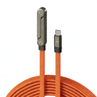 Kabel Pengisian Cepat 240W Nylon Braided 90 Derajat Putar 360 Derajat Multi-Sudut Penahan Kabel USB Tipe-C untuk Ponsel