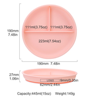 Bol d'alimentation pour bébé en silicone de qualité alimentaire sans Bpa Assiettes divisées Assiettes pour bébé avec forte aspiration