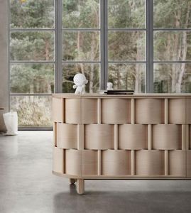 Meuble TV Rétro Nordique Style Wabi-Sabi en <span class=keywords><strong>Bois</strong></span> Massif, Meuble <span class=keywords><strong>d</strong></span>'Entrée Créatif Tressé, Armoire de Rangement au Design Artistique - Product Image 4