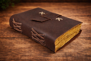 สมุดบันทึกหนังทำมือ กระดาษขอบดิบแบบโบราณ สมุดวาดภาพสำหรับเดินทาง สมุดจดบันทึกแบบเรียบง่ายสำหรับเขียนและวาดภาพ - Product Image 2