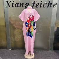 Robe décontractée pour femme, à rayures bleues et blanches, imprimé géométrique coloré, col en V, manches courtes, ample, grande taille, pour les vacances à la plage