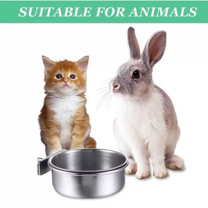 Mangeoire suspendue en acier inoxydable pour cage à animaux avec gamelle pour chien, bol d'eau et de nourriture, support pour chiot thermolaqué - Product Image 5