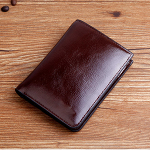 Sáp Dầu Bóng Cao Cấp Da Nguyên Chất Rfid Chặn Ví Nam Bill Gấp Với Túi Khóa Kéo Để Đựng Tiền Giấy Và Tiền Xu - Product Image 4