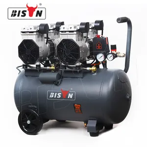 Bizon Draagbare 50l 1.5 Hp 8bar 200l/Min Olievrij Gedempt 2 Zuiger Dubbele Dubbele Cilinder Auto Luchtcompressor