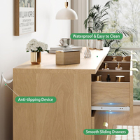 Commode 9 tiroirs en bois clair avec façade cannelée | Meuble de rangement minimaliste moderne pour chambre et salon