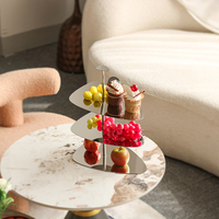 Prix usine trois couches gâteau support anniversaire mariage thé fête en acier inoxydable assiette de fruits après-midi thé Dessert plateau