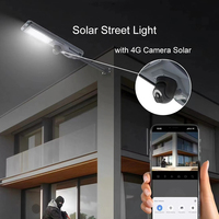 Panel surya bertenaga baterai lampu jalan LED 800W 4G CCTV IP keamanan kamera AI dengan SIM Slot kartu untuk taman halaman pencahayaan